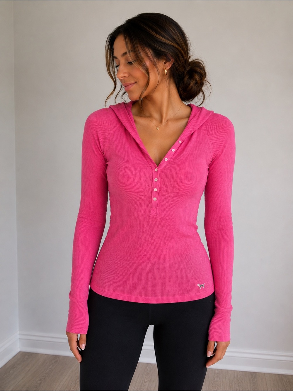 PINK Victoria’s Secret Y2K Thermal Hoodie Top size  S